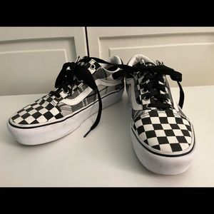 Vans black and white checkered platforms size 6.5